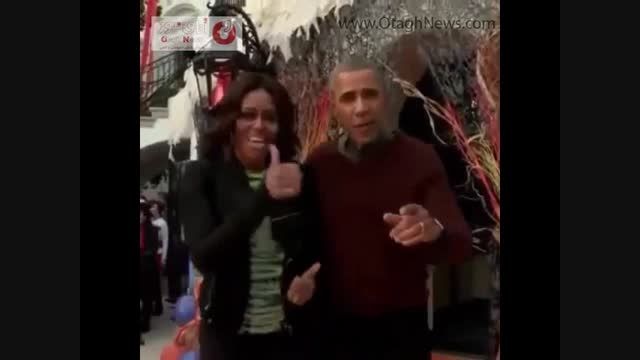 باراک اوباما و همسرش در جشن هالووین