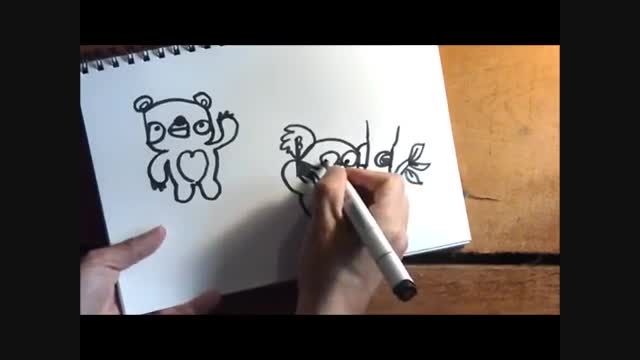کشیدن نقاشی به حروف انگلیسی b e a r با koala