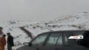 برف بازی تهرانی ها در جاده تلو