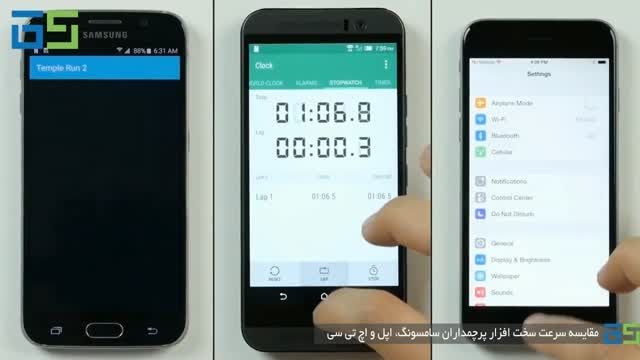 مقایسه سرعت Galaxy S6، one M9 و iPhone6 به سبکی متفاوت!