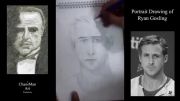 طراحی صورت با مداد - Ryan Gosling - هنر ققنوس