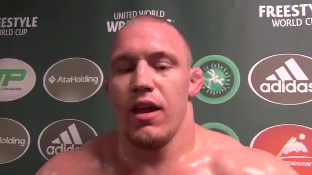 Jake Varner (USA) after win over Cuba at 2015 Freestyle