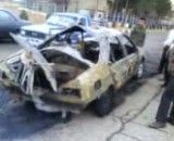 ماشین سوخته شده از انفجار گاز