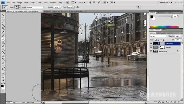 Postproduction of 3d scene in Adobe Photoshop