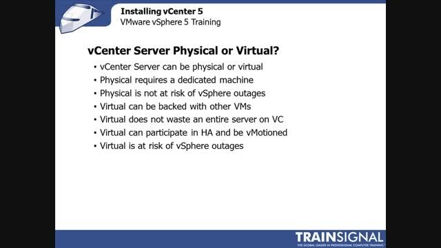 Lesson 06 - Installing vCenter 5