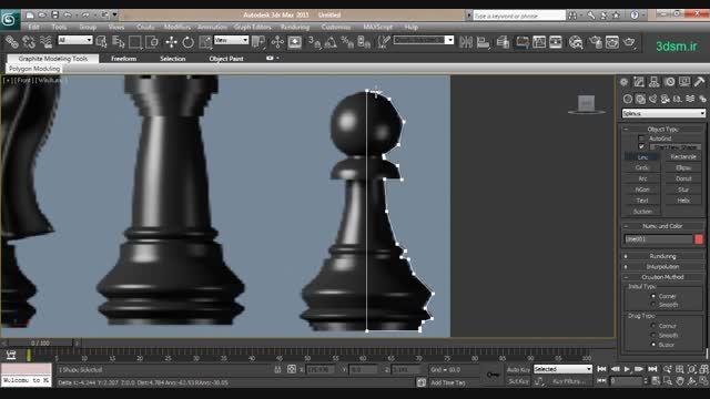 آموزش مدلسازی مهره شطرنج در تری دی مکس (3dsm.ir)