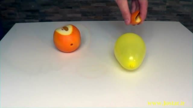 بادکنک ترکاندن با پرتقال!