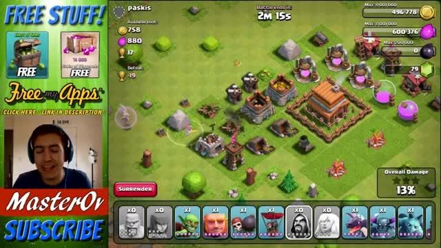 clash of clans max troops vs min base