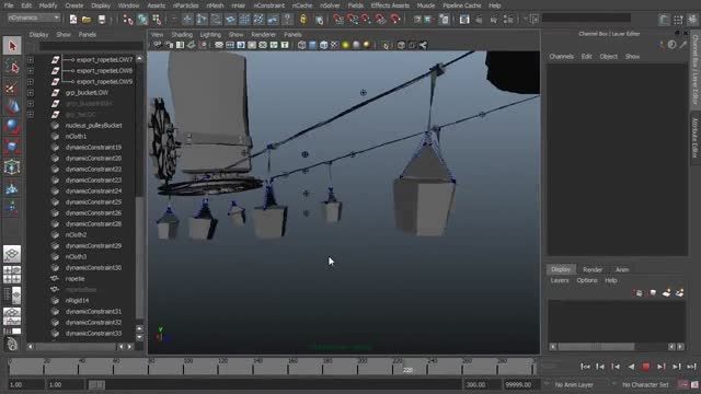 Using Cloth Simulations with a Mechanical Rig in Maya
