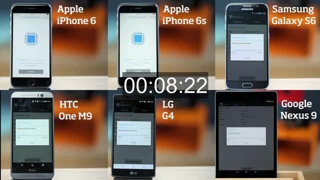 بنچمارک iPhone 6s Galaxy S6, LG G4, HTC