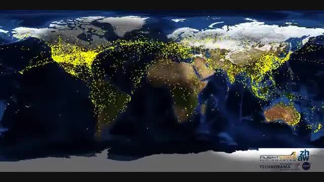 پرواز هواپیماهای دنیا در یک شبانه روز