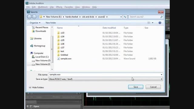 ذخیره و تبدیل فرمت فایل های صوتی در Adobe audition