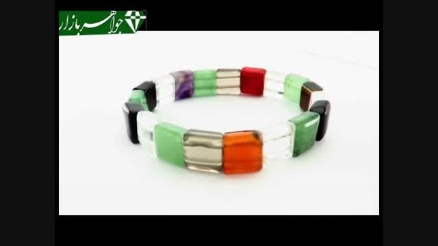 دستبند چندنگین سنگ درمانی درشت زنانه - کد 6199
