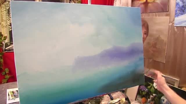 نقاشی قایق بادبانی در خلیج با رنگ روغن