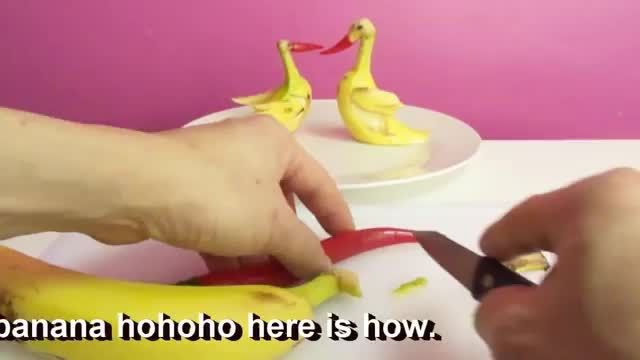 هنر میوه آرایی -ساخت اردک زرد با موز