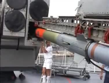 Navy Destroyer Loading and Firing an ASROC Missile