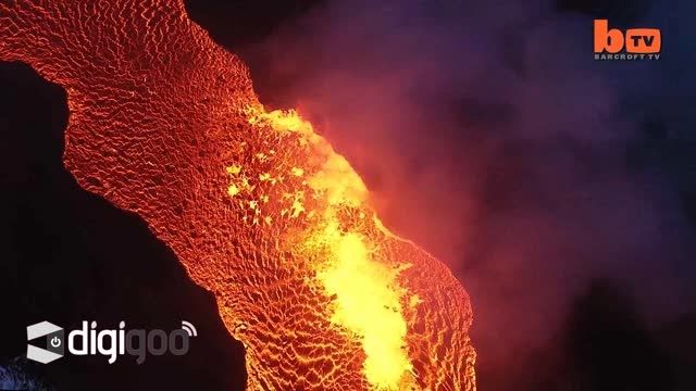 فیلم باورنکردنی پهپادها از رودخانه مواد آتشفشانی