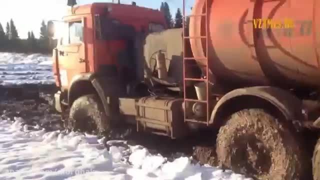 کامیون کاماز روسیه در جاده های سیبری