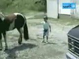بچه و یه لگد کوچولو از اسب
