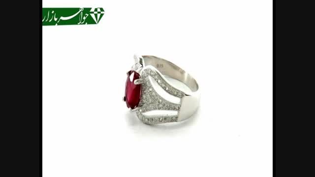انگشتر یاقوت سرخ طرح سه حلقه ای درشت زنانه - کد 5766
