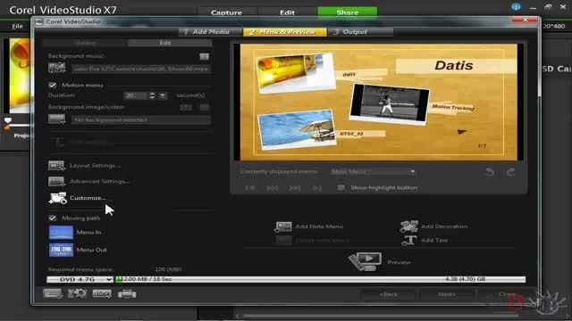 آموزش VideoStudio X7 داتیس - ساخت منوهای پیشرفته