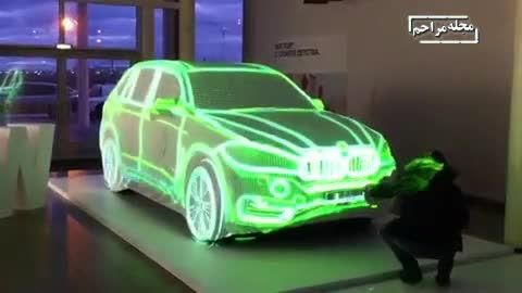 تبلیغ BMW با نور پردازی 3 بعدی روی ماشین