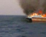 آتش گرفتن لنج در آبهای خلیج فارس ( استان بوشهر بندر گناوه )