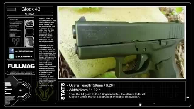 استقامت اسلحه Glock G43 در برابر گلوله تفنگ کالیبر 50