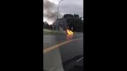 ماشین تسلا در آتش