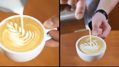 درست كردن شكل های مختلف روی قهوه با شیر و...