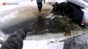 گیر کردن جیپ در یخ و نجات بچه