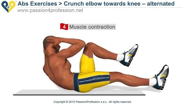 Crunch elbow towards knee - alternated