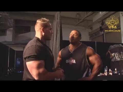 2012 Mr. Olympia Backstage: Jay Cutler with Roelly Wink