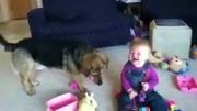 سگ و حباب صابون و بچه خوش خنده!