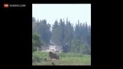 Russian military destroys an APC carrying an unknown am
