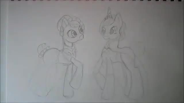 (Frozen Speed Art- Elsa and Anna (Ponies