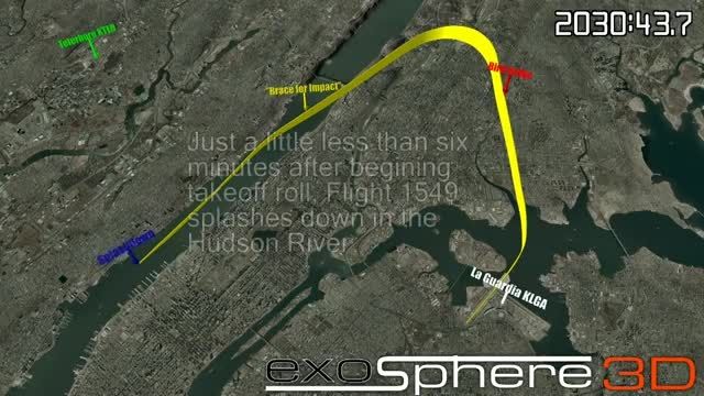 بازسازی 3بعدی سانحه فرود ایرباس 320در رودخانه Hudson