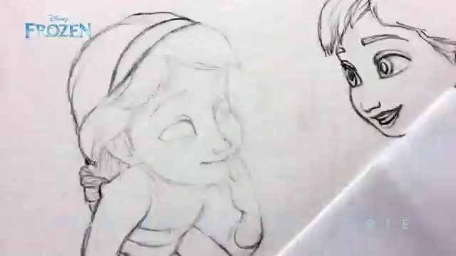 Drawing - Little Elsa and Anna by Juan Andres