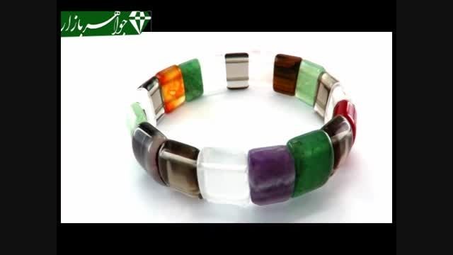 دستبند چندنگین سنگ درمانی سایز درشت زنانه - کد 6294
