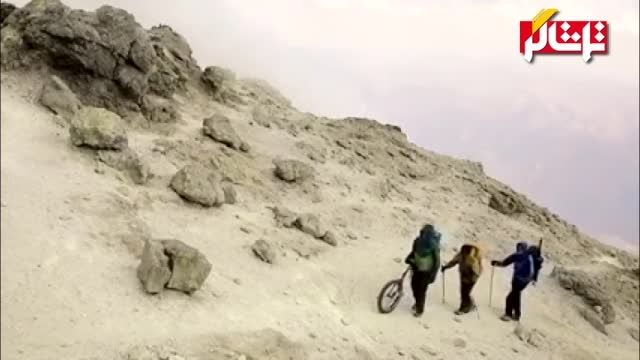 رکورد بازگشت از قله دماوند با تک چرخ