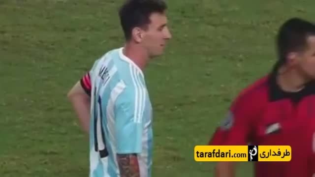 ضربه آزاد عجیب مسی در بازی با مکزیک
