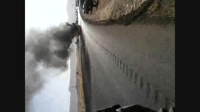 آتش سوزی خودرو در جاده خرامه شیراز