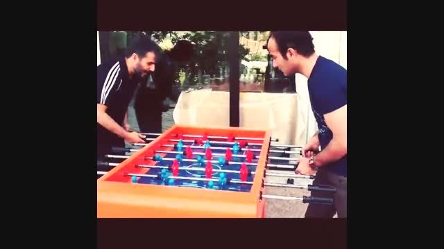 فوتبال دستی خنده دار و دیدنی ریوندی و هاشمی -اینستاگرام