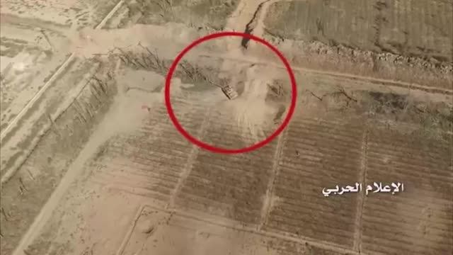 هدف زنی جالب هواپیمای سوریه روی تانک و تجمع داعش-سوریه