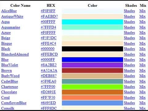 html color codes 6