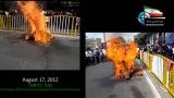 Iran Tabriz Obelisk Burning August 2012 01