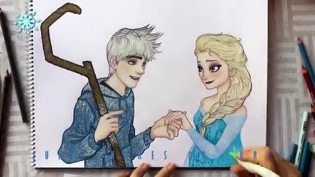 how to draw jack frost and elsa?
