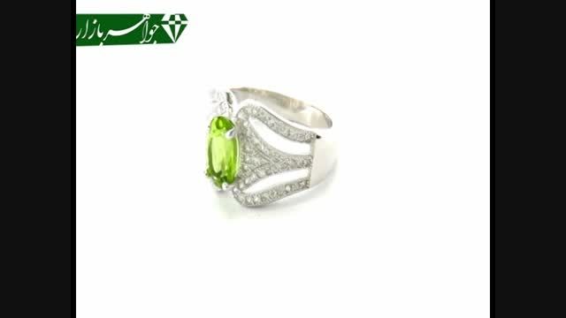 انگشتر زبرجد طرح سه حلقه ای درشت زنانه - کد 5770