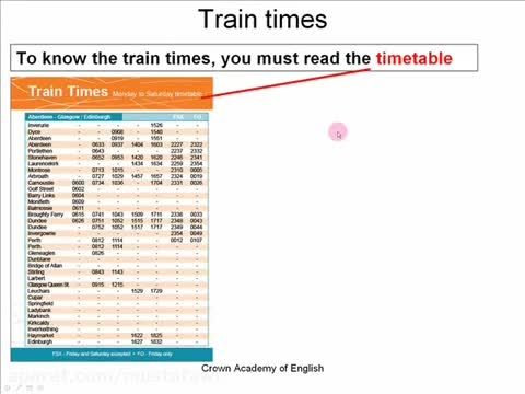 آموزش لغات جدید زبان انگلیسی (سوار شدن در قطار)
