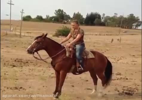 حمله اسب عصبانی به دختر!